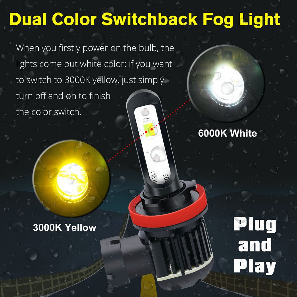 H7 LED Switchback Fog Lights, DRL Bulbs | 6K White/3KYellow -Alla Lighting