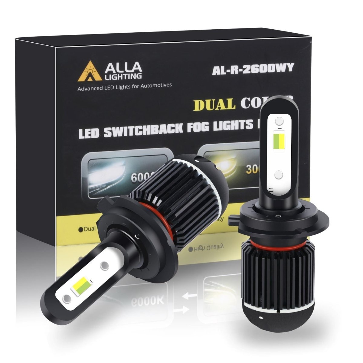 H7 LED Switchback Fog Lights, DRL Bulbs | 6K White/3KYellow -Alla Lighting